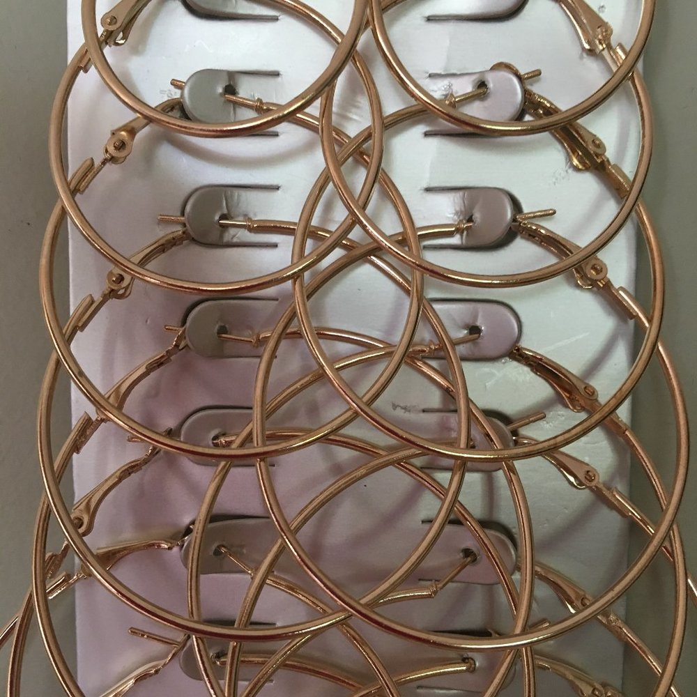 NWOT - Earrings, hoops - Gold color -12 pairs - Picture 2 of 2